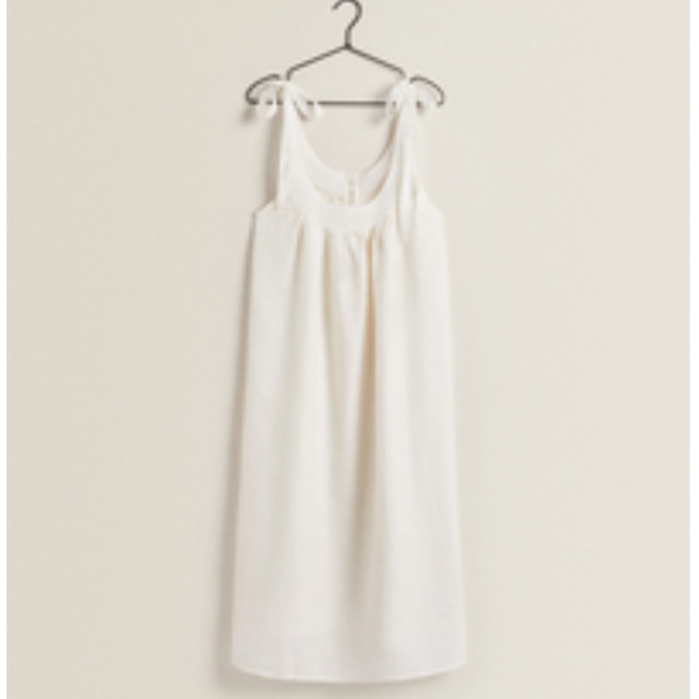 Zara Cream Sleeveless Tie-Shoulder Slip Dress